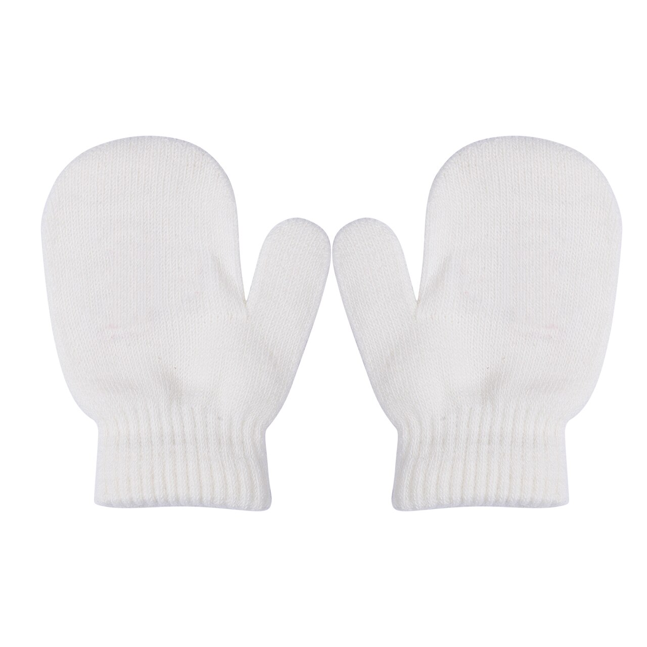 1 Pair Of Gloves Winter Warm Gloves Candy Color Baby Girls Boys Toddlers Solid Baby Kids Warm Kinting Gloves Mittens: White