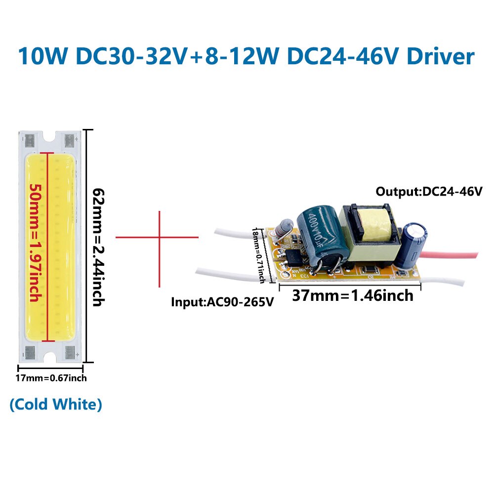 1Pcs 10W DC30-32V 300mA Led Cob Diode Light-Emitting Lamp Kralen Super Heldere Led Strip Voor Zaklamp muur Lichtbron Diy