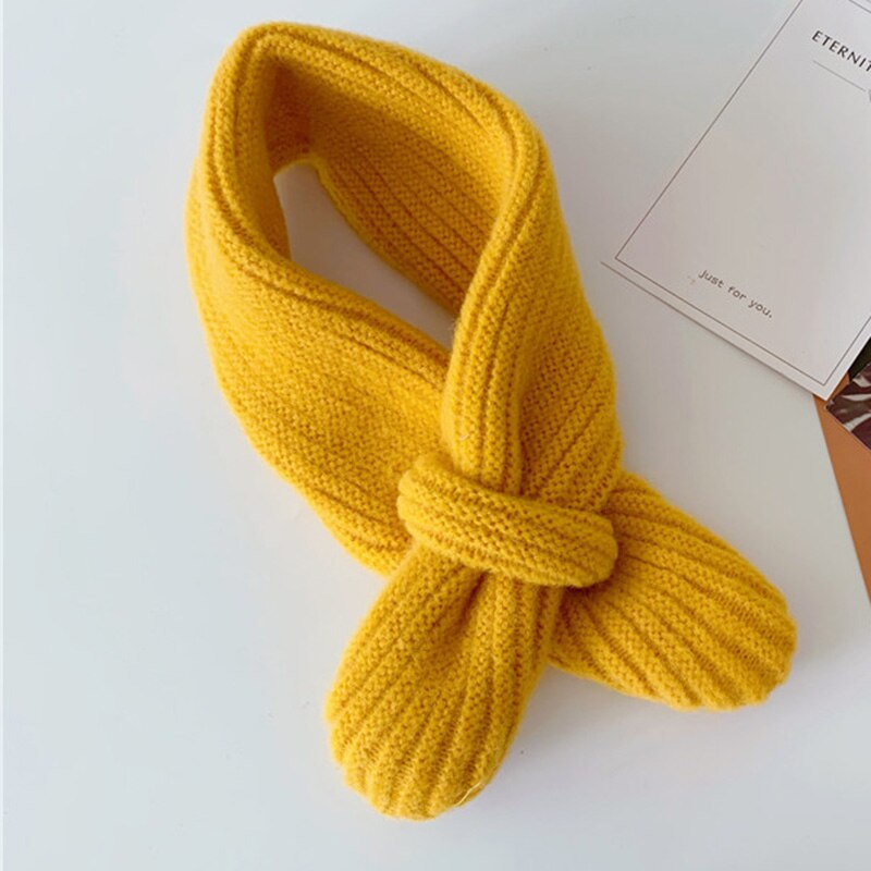Korean Version Candy-colored Knitting Scarf Children Autumn Winter All-match Baby Warm Woolen Yarn Boys Girls Soft Collars D49: yellow