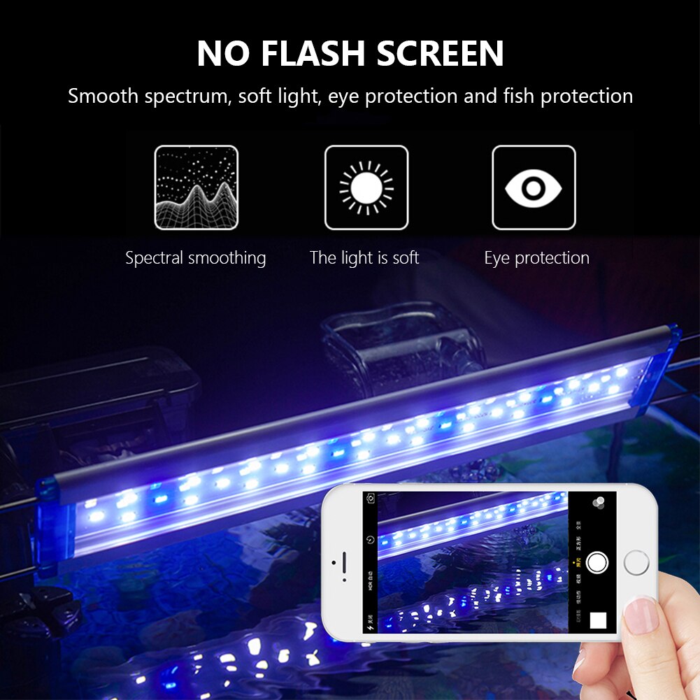 Waterdichte Vis Armatuur Verstelbare Aquarium Licht Plant Lamp Ac 90-260V Decor Wit Blauw Verlichting Super Slanke Leds us/Eu Plug