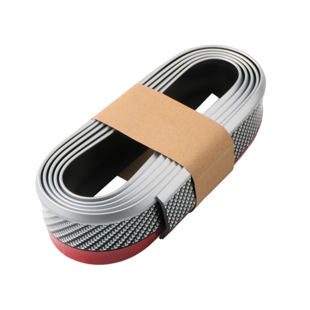 2.5m Universal 3D Rubber Car Auto Front Bumper Lip Protector Carbon Fiber Look Body Kit for Car Safety Protection Accessaries: Silver