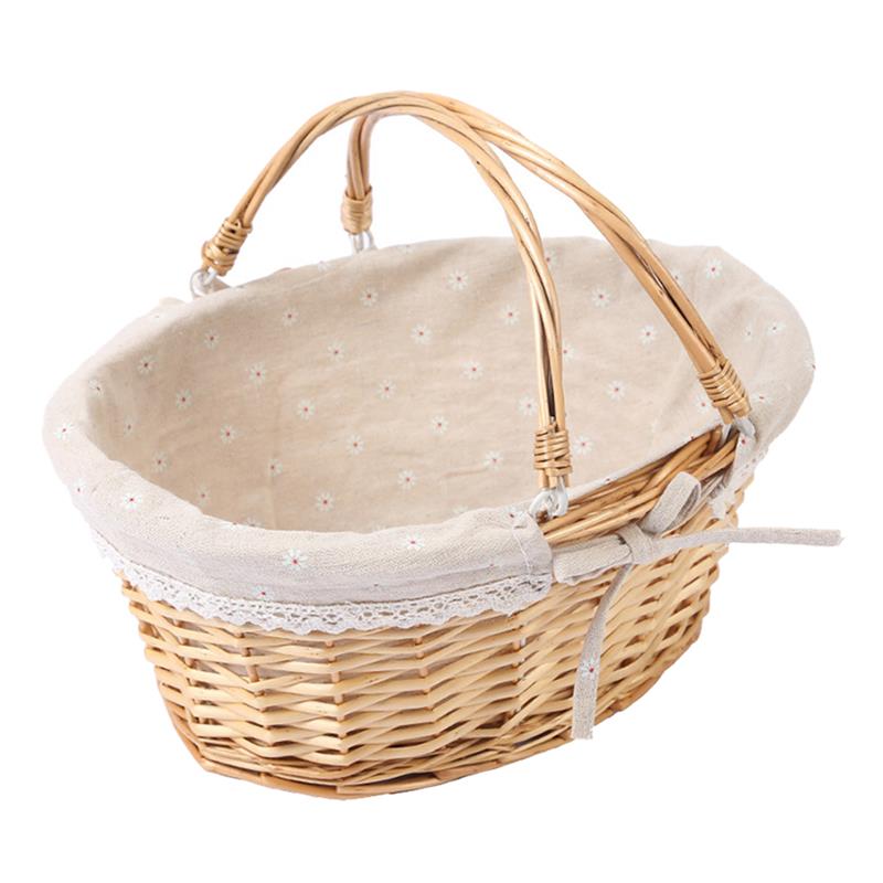 Cesta de mimbre tejida para niñas, cesta de flores para niños, de Picnic, almacenamiento para niños, sauce para niñas de boda: Default Title