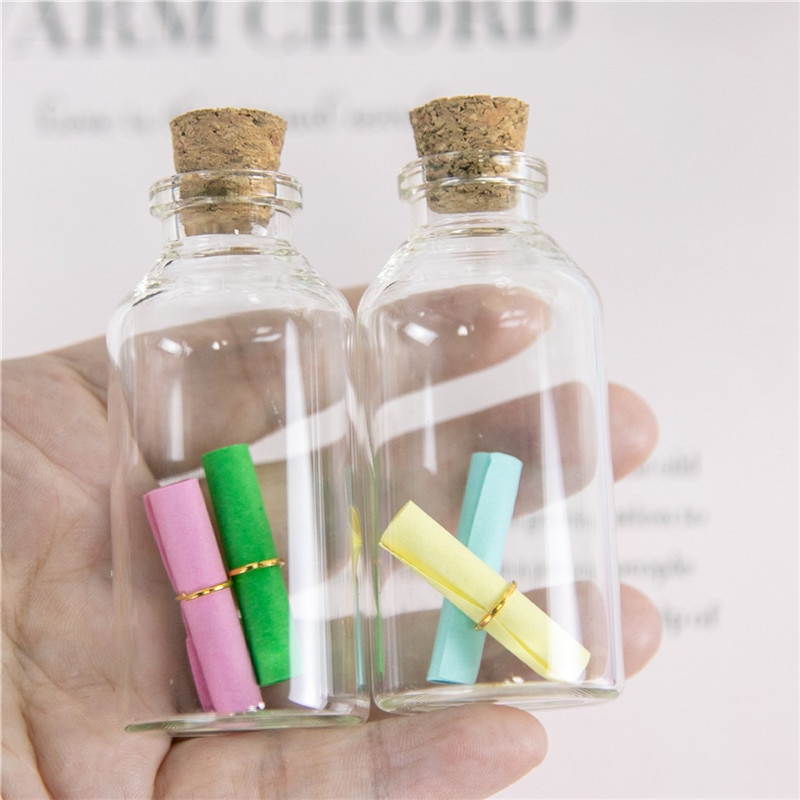24PC Mini transparent Glas Kork Flaschen Handwerk Fläschchen Klar Glas Leere wünschen Flaschen 4ml 10ml 100ml Gläser Container Diy Fläschchen