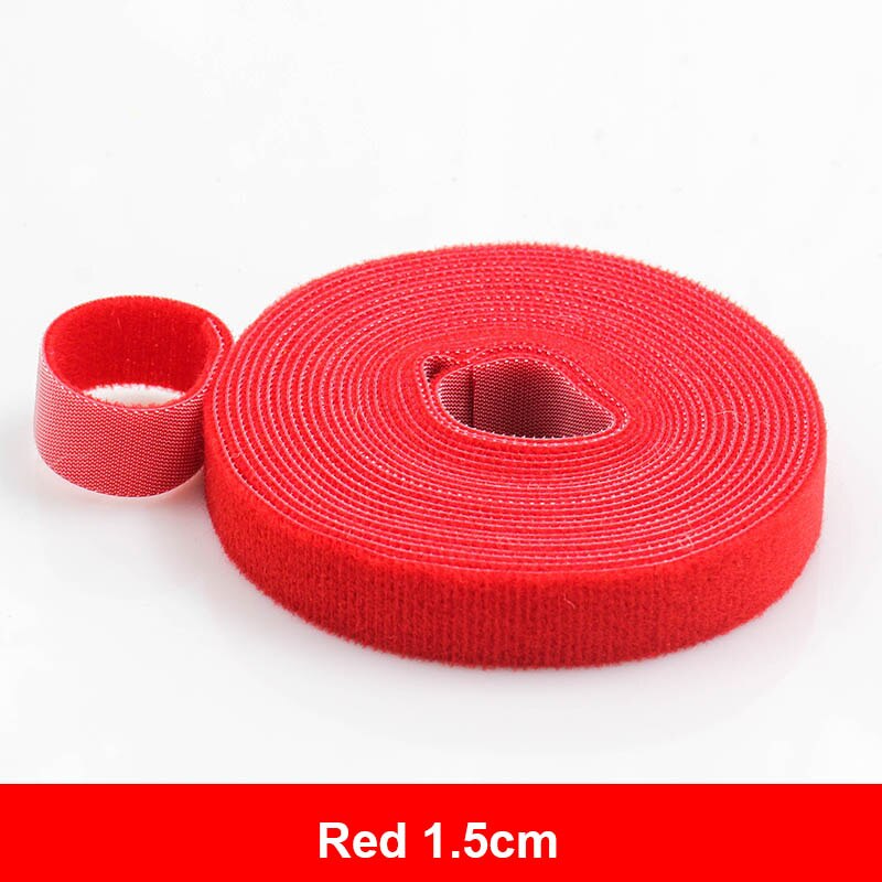 5Meter/Roll 10/15/20Mm Herbruikbare Zelfklevende Sluiting Tape Sterke Haken En Lussen Kabelbinders gordijn Nylon Sluiting: Red 1.5