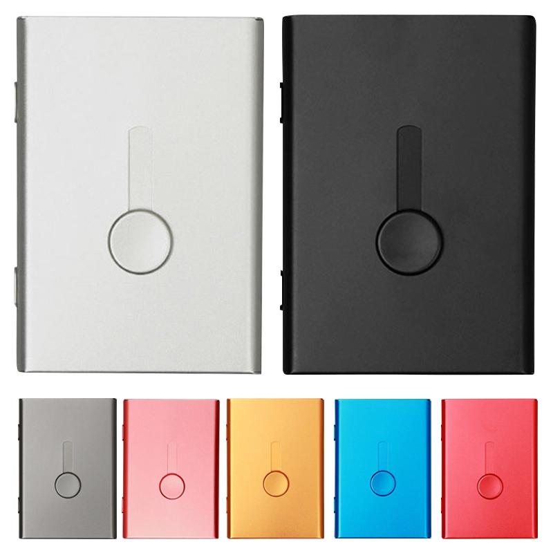 Business Card Holder Hand Push Card Case Bank Card Package Metal Ultra Thin Business Card Packaging Box Organizer