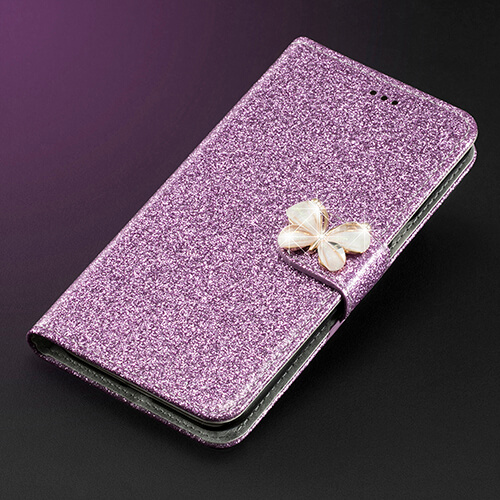 Para Huawei Honor 3C/G630 G630-U20 G630-U10 nueva cubierta de lujo Flip Pu Funda de cuero con ranura para tarjeta cartera: Purple butterfly