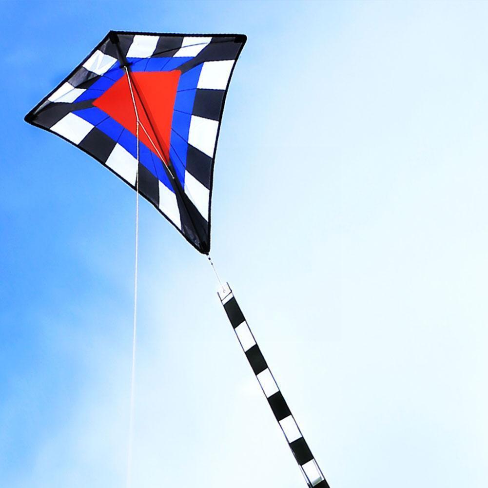 New weifang diamond-shaped cartoon color plaid cloth large-scale adult 300cm wide line 80 kite high long-tailed kite 90 ta j9 x 1