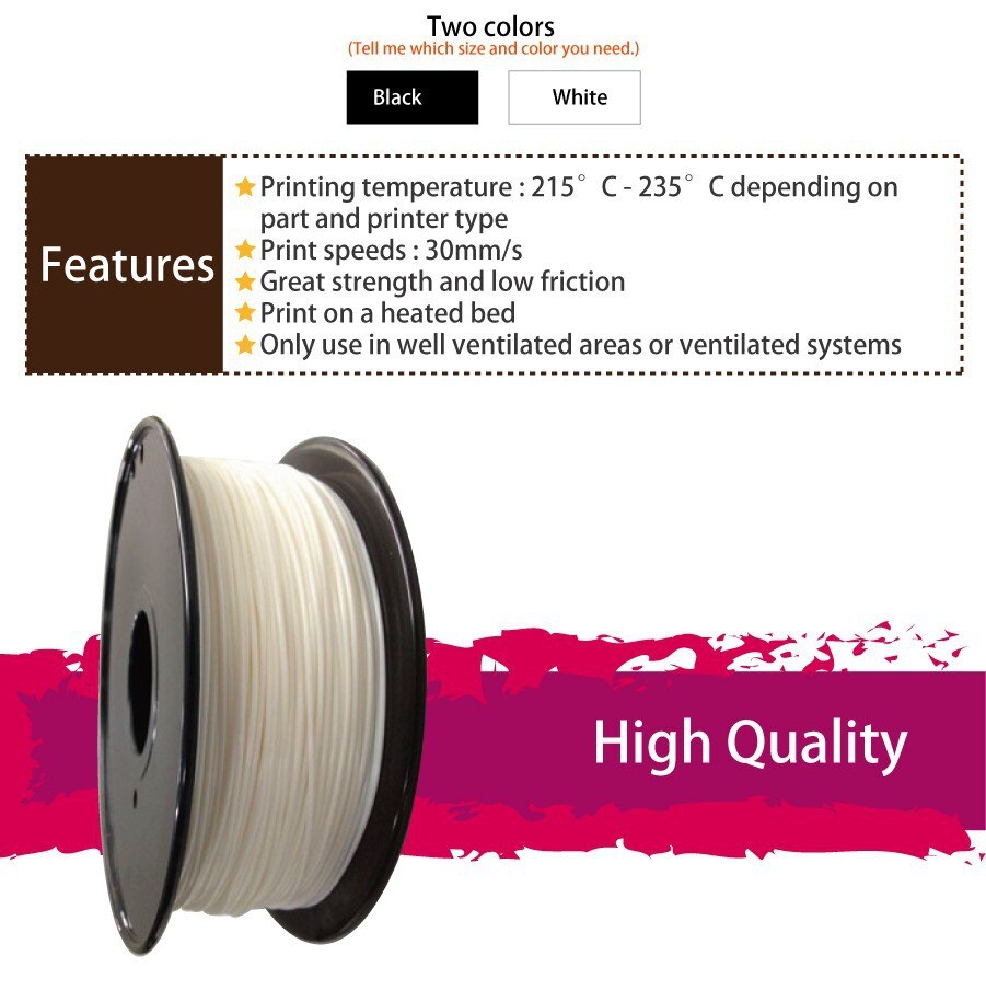 3d drucker Filament POM 1,75mm 1 kg/0,5 KG/0,1 KG kunststoff Gummi Verbrauchs Material MakerBot/ repRap/hoch/Mendel