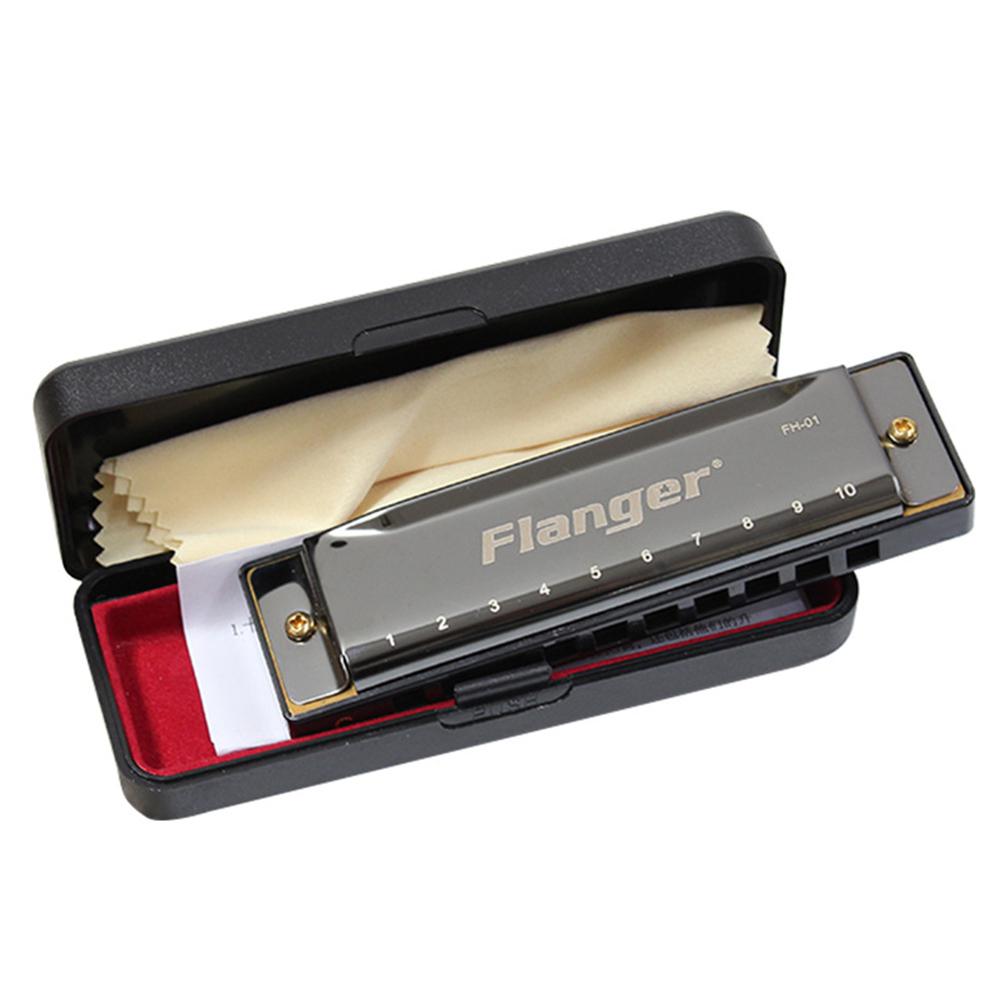 Flanger fh -01 diatonische blues mondharmonica standaard 10 gaten 20 toon met koffer c toonsoort voor beginners professionals