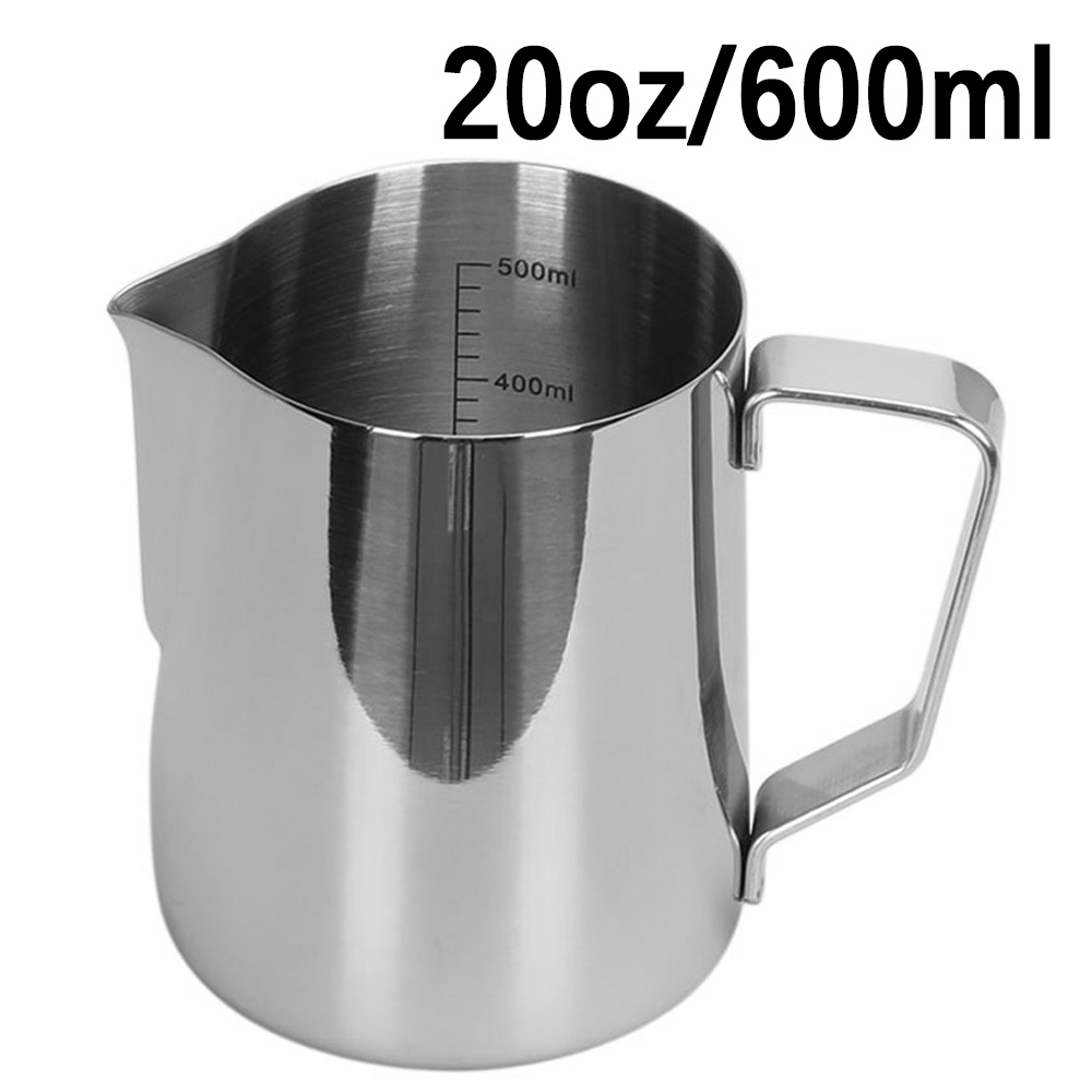Coffee Milk Frothing Jug Latte Art Milk Frother Pitcher Stainless Steel Measurement Jug Espresso Barista Tool Coffee Accessories: Dark Khaki