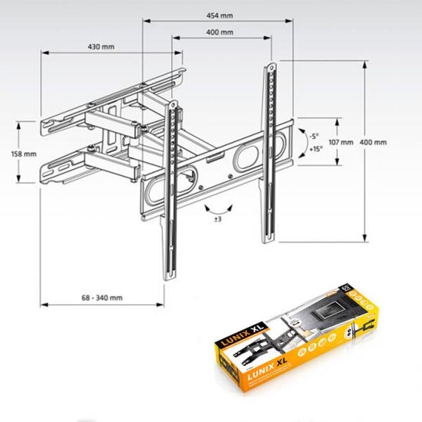 Supporto TV con Braccio Axil 0593E 26"-65" 30 Kg Nero