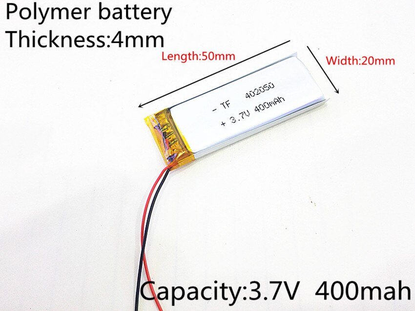 3.7 V 400 mAh 402050 Lithium Polymeer Li-Po li ion Oplaadbare Batterij cellen Voor Mp3 MP4 MP5 GPS PSP mobiele bluetooth