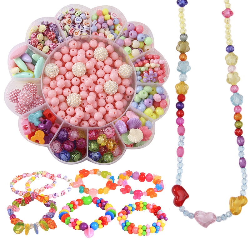 Pack Flower Jewery DIY Beads Necklace Bracelets Loose Beads Kids Decorative Beads Craft Making Suit Accessories