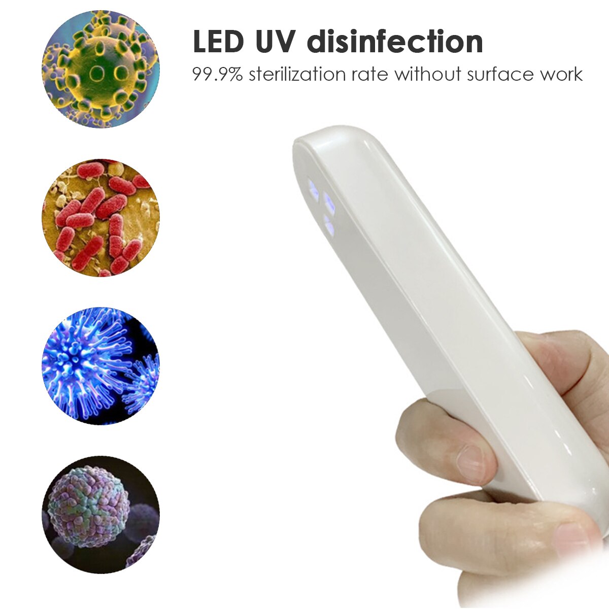 Portable UV Sterilizing Light Hand-Held UBS Rechargeable Ultraviolet Disinfection Light For Travel Home Office LED Light