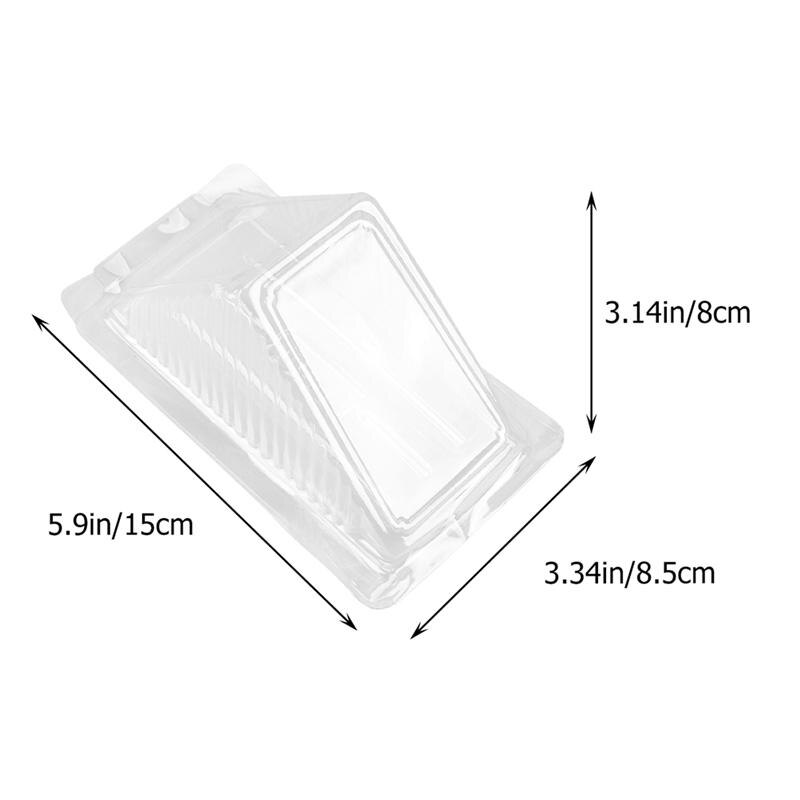 50pcs Sandwich Packing Boxes Plastic Sandwich Case Sandwich Triangle Boxes Cake Mousse Baking Packing Box