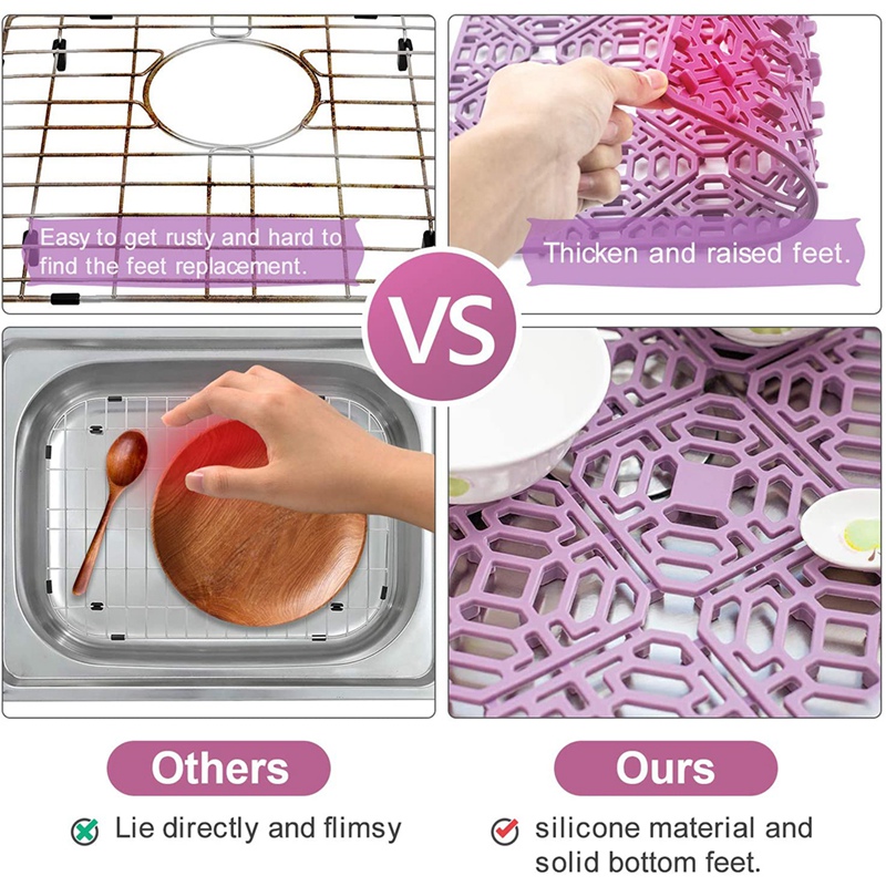 Silicone Sink Mat Protector Kitchen Grid,Heat Resistant Sink Protector for Bottom of Farmhouse Porcelain Bowl Sink