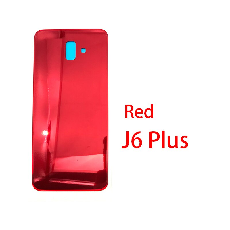Achterkant van glas voor de samsung galaxy  j4 j6 plus  j415 j610 j610f batterijklepbehuizing batterij achterkant: J6 plus rood
