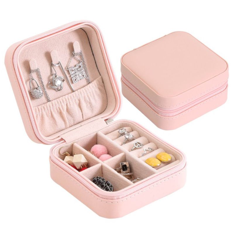 Joyero organizador de almacenamiento portátil con cremallera Portable para mujer: Naranja