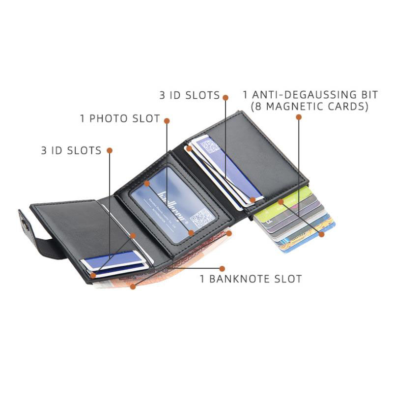 Män korthållare plånbok dam slim smart plånbok rfid svart kreditkortshållare passfodral auto pop up mini plånbok