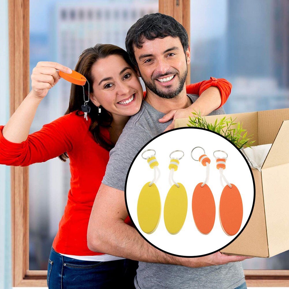 4PCS EVA+Stainless Steel Floating Key Ring Kayak Keychain Buoyant Keyring Marine Sailing Float Keys Buckle Rowing Boats Tools