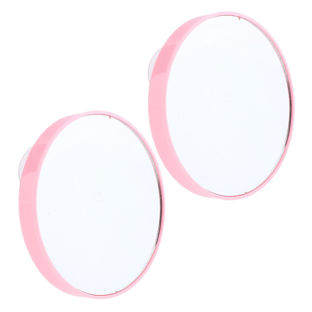 2 Stuks Muur Zuig Make Spiegels 10X Vergrootglas Mini Cosmetische Spiegels Zwart: Pink