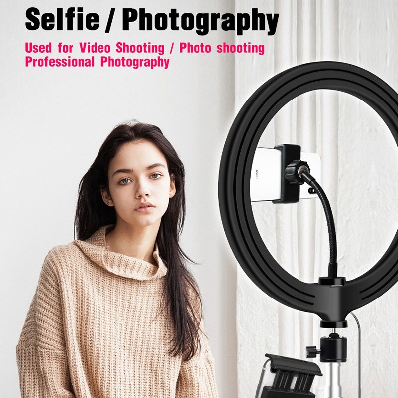 10Inch Ring Light with Tripod Stand for IPad Photography Studio Video LED Ring Lamp 5600K with USB Plug for Makeup