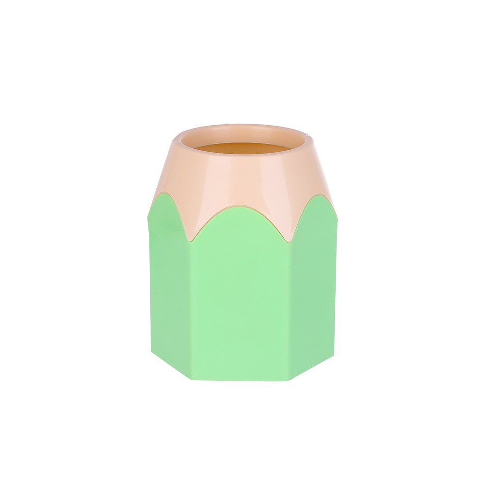 1pc Mini Pencil Pot Holder Pen Storage Vase Stationery Cup Makeup Brush Container Box Organization Pen Vase: Green