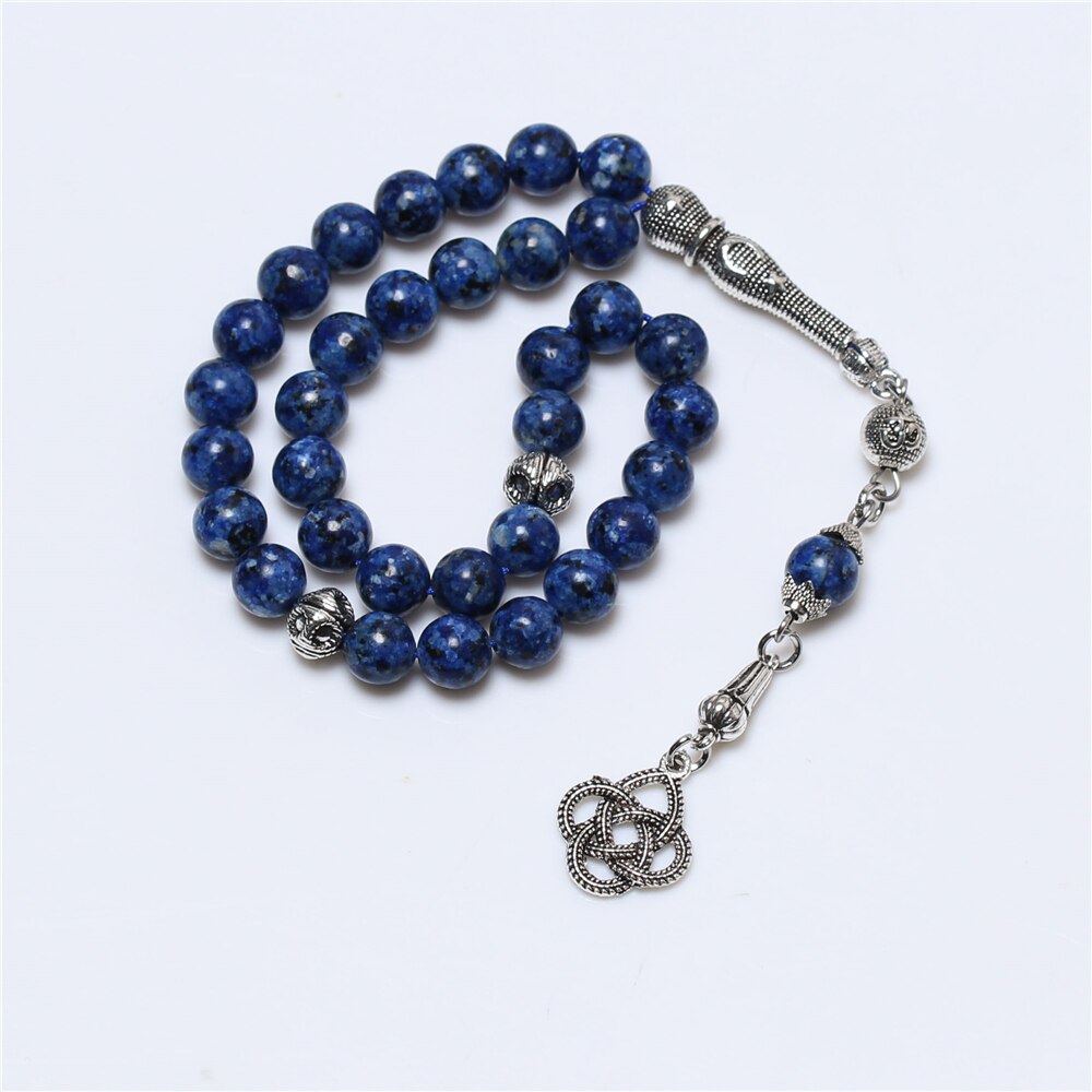 Atacado 8mm azul pedra borla oração grânulos islâmico tasbih muslim rosário colar