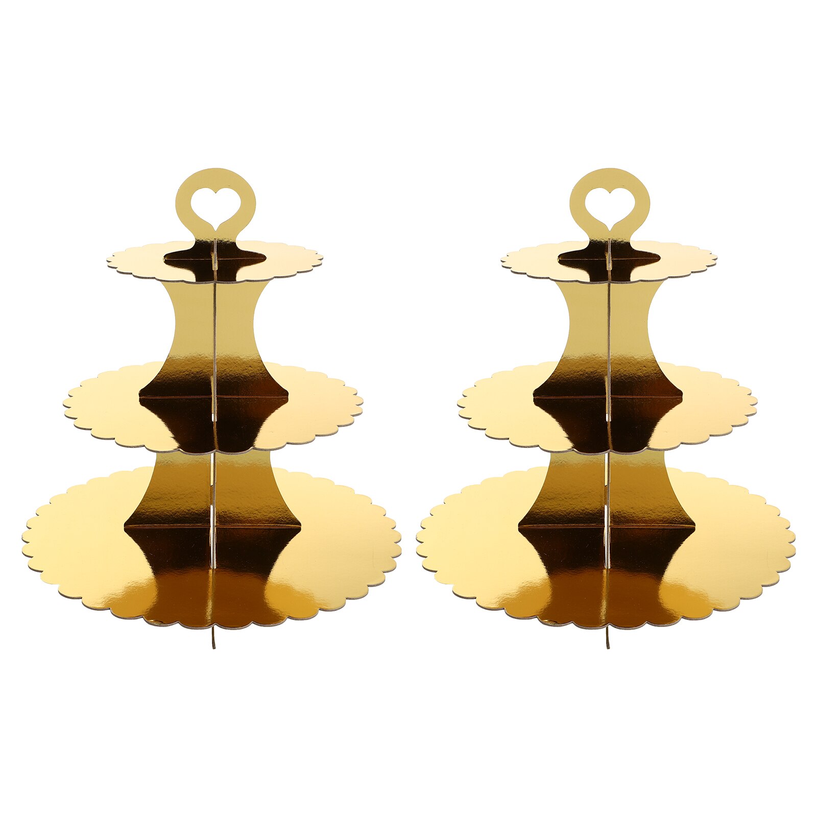 2 Stuks Prachtige Taart Display Stands Drie-Layer Dessert Magazijnstellingen (Golden)