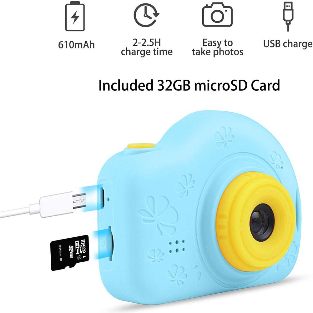 32GB Kids Digital Camera Portable Cartoon Mini Camera Sport Video Recorder Birthday For Children Camcorder With Card Reader