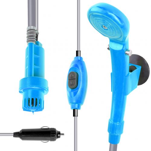 12V Electric Water Pump Car Auto Washer Camping Hiking Travel Outdoor Shower Kit: Blue