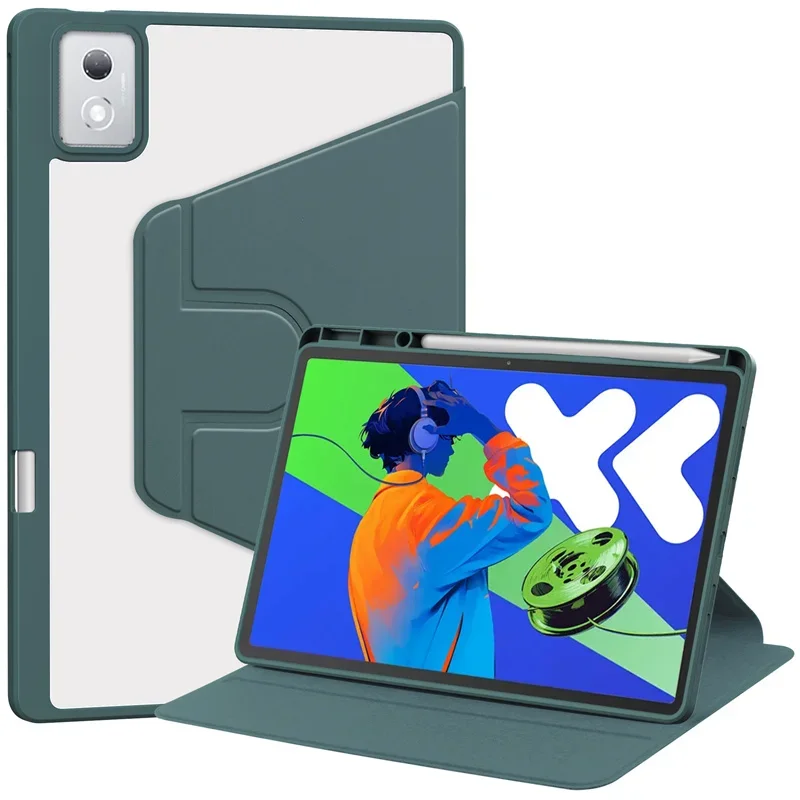 For Lenovo Idea Tab Pro Case with Pen Holder 360 Rotating Acrylic Clear Hard Tablet Coque For Idea Tab Pro 12.7 tb373fu Case: green