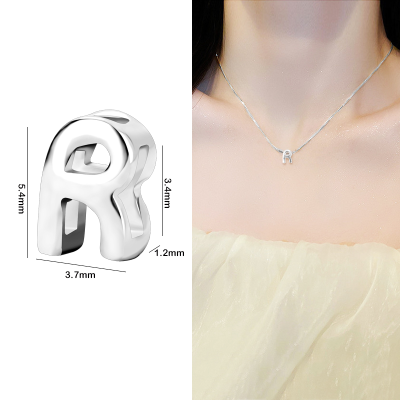 1PCS 925 Sterling Silver Letter Beads Silver Charms A-Z DIY Loose Beads Initial Alphabe Letter Beads Fit Women Bracelet Making