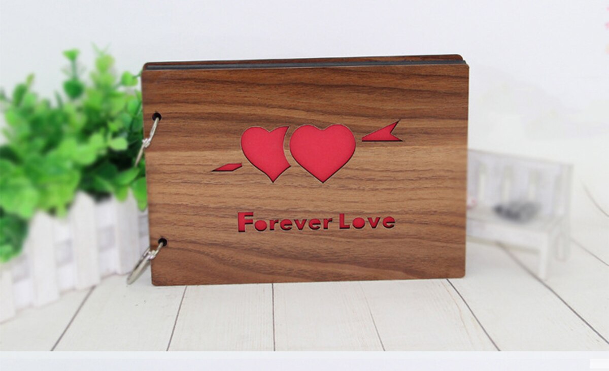 Black Cardboard Wood Handmade Loose-leaf Scrapbook Albums 8 Inch Commemorative Baby Photo Album Wedding Photo Album: 05