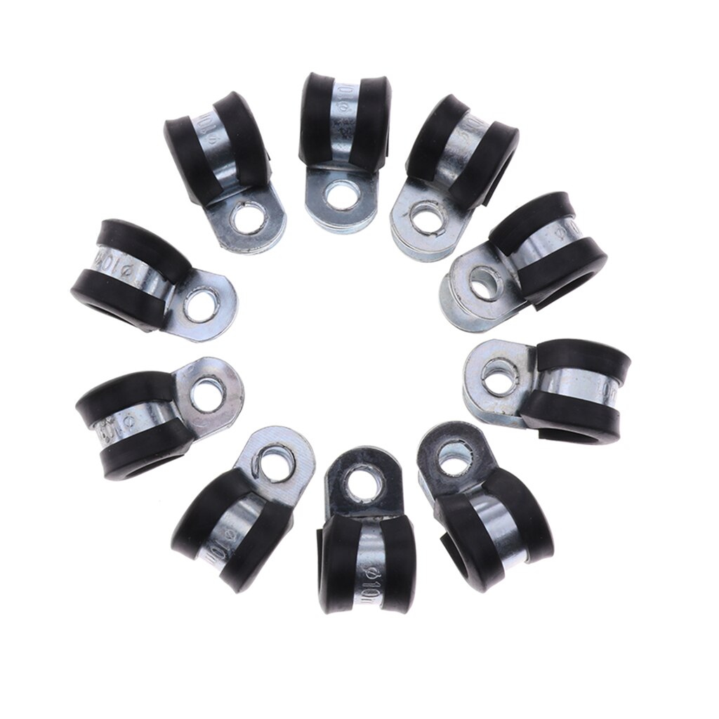 10Pcs 3/8'' (10mm) Cable Clamp, Rubber Cushioned Insulated Clamps, Stainless Steel Wire Clamps