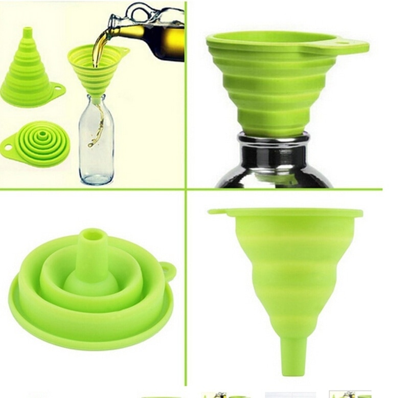 Mini Foldable Cute Kitchen Home Food Grade Silicone Folding Telescopic Funnel Colanders Strainers