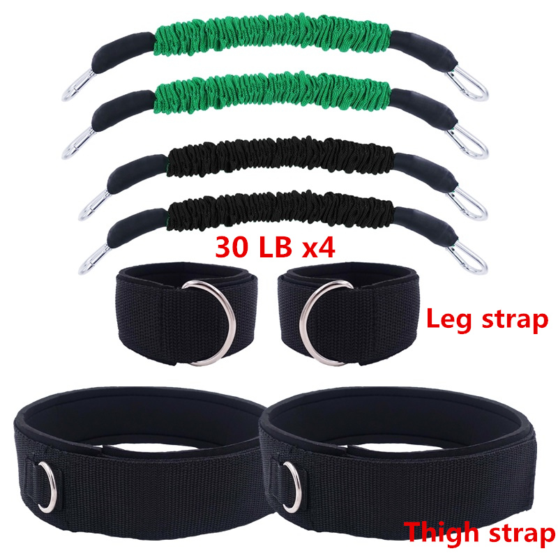 Speed and Agility Training Leg Resistance Bands Bonus Thigh Straps for Fitness Leg Strength Workout Football Running Training: Full set-black green