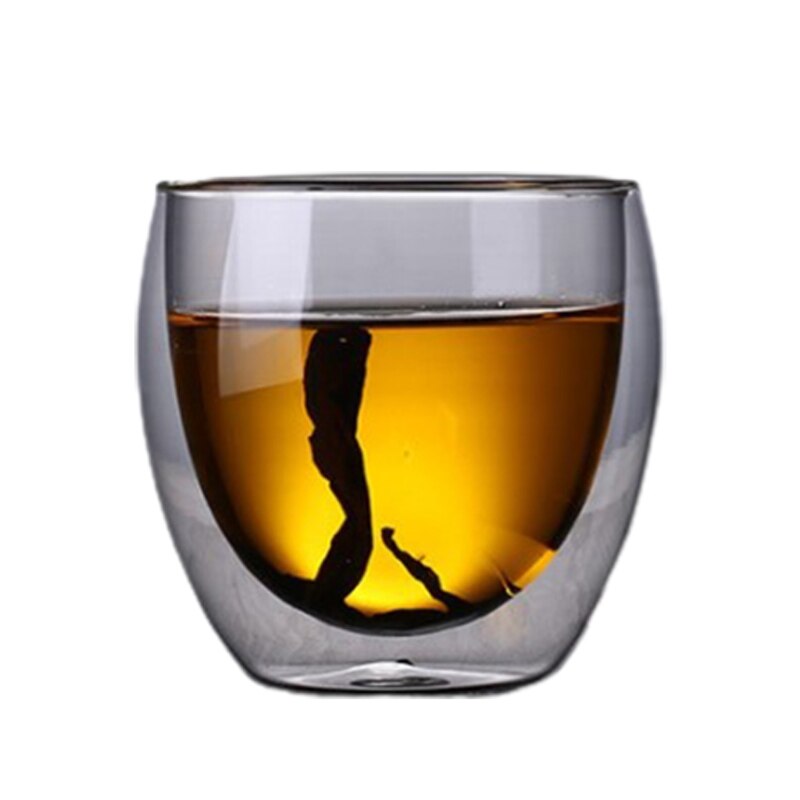 Taza Termo de vidrio resistente al calor de doble pared, taza de agua de té y café aislada, vasos transparentes para beber: 13AC1700228-A