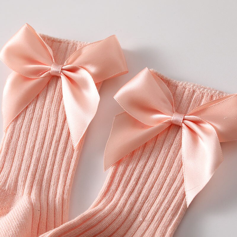 Big Bows Baby Meisje Sokken Zachte Warme Kids Kousen Effen Kleur Baby Peuter Prinses Hoge Sokken Herfst Winter Baby Accessoires