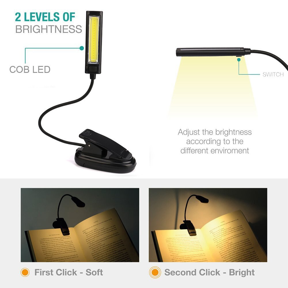 Reading Light (Single Light) Flexible USB Clip LED Light Reading Study Desk Light Rechargeable Boutique T5