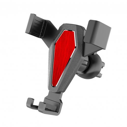 Universal Car Mobile Phone Holder Triangle Fixed 360-degree Rotation Gravity Stable Navigation Bracket for Car Air Outlet: Red