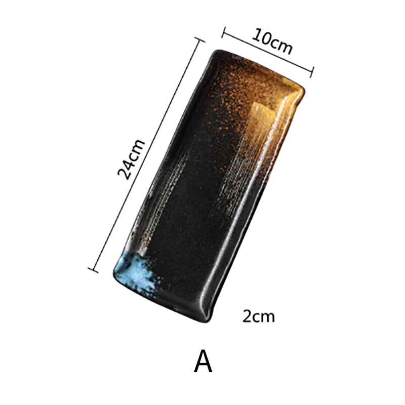 RUX WORKSHOP Japanese Style Sushi Plate Ceramic Dessert Fruit Plate Cake Square Flat Dinner Plate Tableware: A