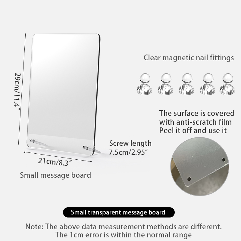 Bacheca da tavolo Blocco Nota trasparente in acrilico Lavagna per appunti da ufficio può essere scritta lavagna per appunti magnetica per la casa: marrone