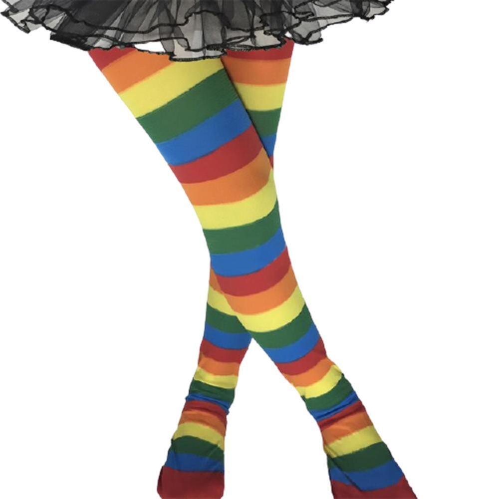 Halloween cosplay kinderen gestreepte panty's kousen kinderen jongens kerst panty's maskerade kostuums meisjes babyfeest kind  j8 a 1: Regenboog