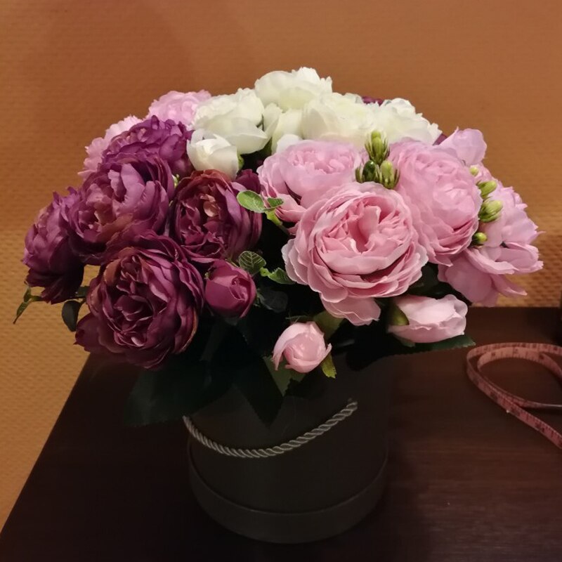 roze grote pioen kunstbloemen elegante mooie zijden nep bloemen blossom pioenen bruiloft home party decoratie blad