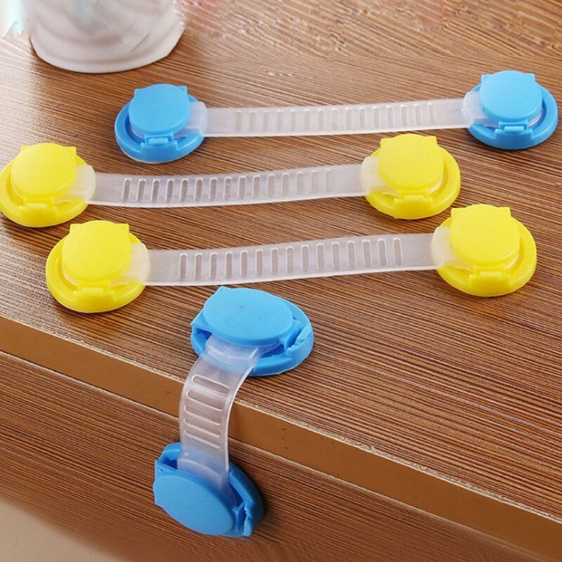 10 Pcs Child Safety Locks Soft Woven Straps Plastic Security Lock Infant Baby Protection for Door Cupboards Fridge Drawer Cabine