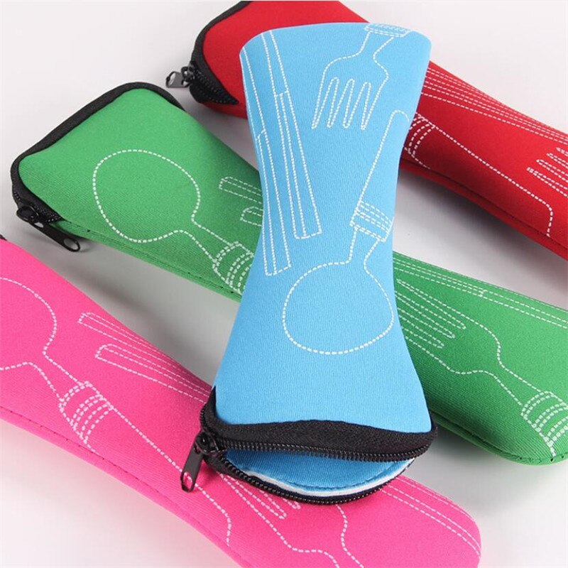Neue Tragbare Kissen Tasche Messer Gabel Stäbchen Tasche Weiche 1Pc Luft Baumwolle Reißverschluss Reise Besteck Tasche Speicher Lieferungen