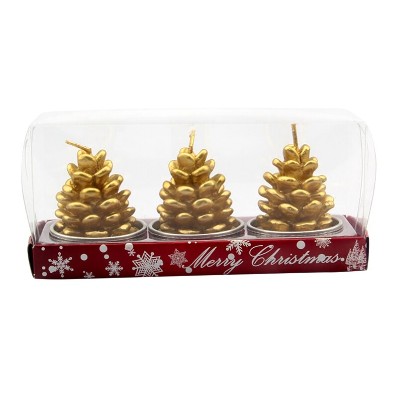 3 stks/set Christmas Party Decorations Kerstman Sneeuwpop Pine Cone Kaarsen Voor Viering Supplies