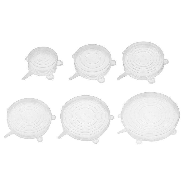 6pc universal silicon stretch lids Reusable lid Silicone food wrap bowl pot lid pan cooking Kitchen Cook Stopper Silicone Cover