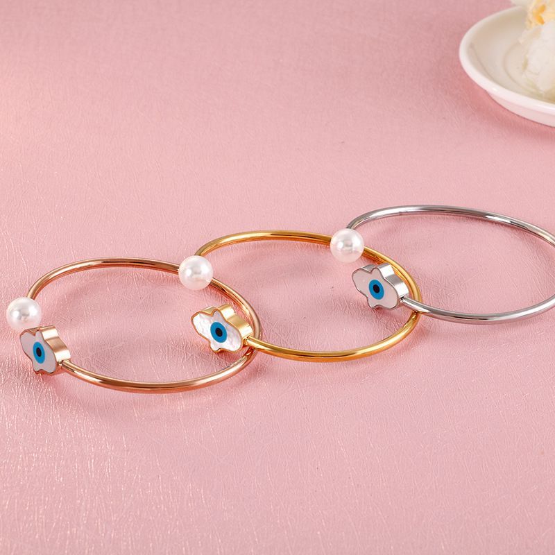 Rustfrit stål djævelens øje armbånd guld/rosa/sølv farve perle kvinde armringe armbånd til smykkefest